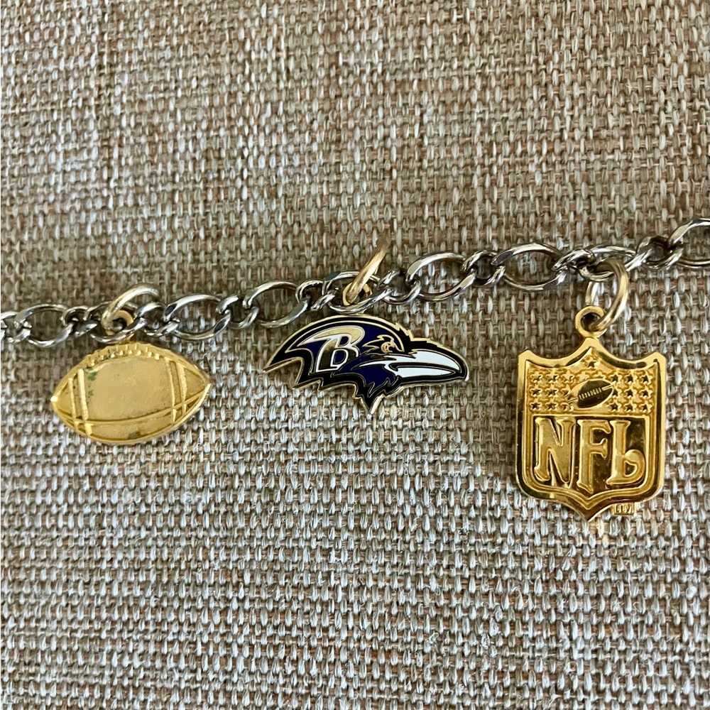 NFL Baltimore Ravens Charm Bracelet with Gold and Silver Charms